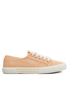 Pepe Jeans Tenisówki Brady Basic W PLS31287 Pomarańczowy. Brązowe trampki Pepe Jeans, bez wzorów, z jeansu, bez zapięcia. Za 239,99 zł.