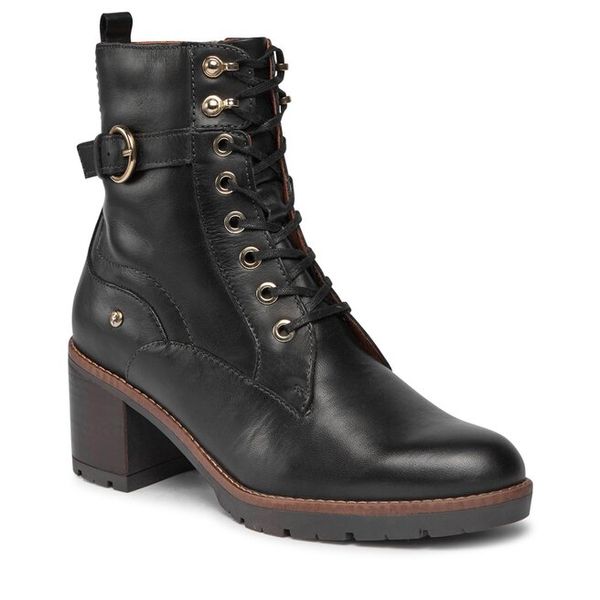 Trzewiki Pikolinos. Czarne botki Pikolinos, bez wzorów, bez obcasa, na słupku, bez zapięcia. Za 519,99 zł.