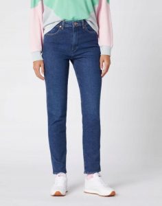 WRANGLER RETRO SKINNY DAMSKIE SPODNIE JEANSOWE JEANSY DEEP SEA W253WB12S 112128003. Niebieskie rurki Wrangler, z jeansu. Za 199,99 zł.