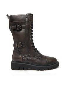 TWINSET Kozaki 242TGT122 Brązowy. Brązowe kozaki Twinset, bez wzorów, ze skóry, bez obcasa, na płaskiej podeszwie, bez zapięcia. Za 789,99 zł.