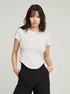 G-Star Koszulka w kolorze białym rozmiar: XS. Białe bluzki G-Star, xs, bez wzorów, z bawełny, retro, bez kołnierzyka, bez ramiączek. Za 74,46 zł.