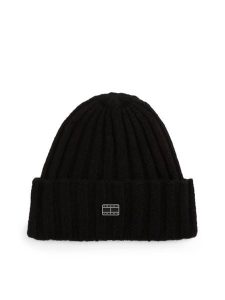 Tommy Jeans czapka wełniana Kobiety Wełna czarny, ONE SIZE. Czarne czapki Tommy Jeans, z aplikacjami, z dzianiny, eleganckie. Za 119,95 zł.