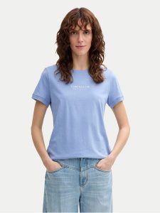 Tom Tailor T-Shirt 1045543 Niebieski Regular Fit. Niebieskie t-shirty Tom Tailor, m, bez wzorów, z bawełny, bez kołnierzyka, bez ramiączek. Za 69,99 zł.