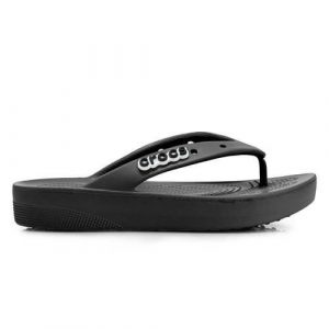 Japonki unisex Crocs Classic Platform. Czarne klapki Crocs, bez wzorów, z materiału, bez obcasa. Za 243,00 zł.