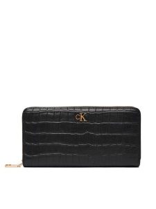 Calvin Klein Portfel Ck Croc Long Zip Around LV04F1096G Czarny. Czarne portfele Calvin Klein, bez wzorów, ze skóry. Za 309,99 zł.