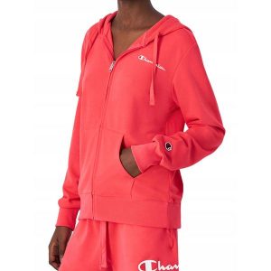 Bluza dresowa damska CHAMPION z kapturem bawełniana. Czerwone bluzy Champion, bez wzorów, z bawełny, z kapturem. Za 223,00 zł.