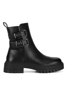 DeeZee Botki HY60208-3 Czarny. Czarne botki DeeZee, bez wzorów, ze skóry, bez obcasa, na płaskiej podeszwie, bez zapięcia. Za 199,99 zł.