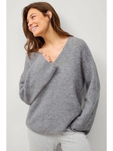 Ellos Sweter "Jill" w kolorze szarym rozmiar: L. Szare swetry oversize ellos, l, bez wzorów, bez ramiączek. Za 110,65 zł.