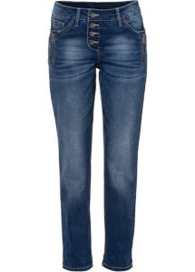 Dżinsy Boyfriend, mid waist. Niebieskie jeansy bonprix, bez wzorów, z jeansu. Za 159,99 zł.