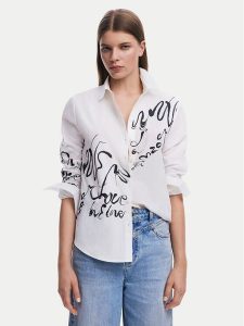 Desigual Koszula 25SWCW05 Biały Regular Fit. Białe koszule Desigual, s, bez wzorów, z bawełny, bez kołnierzyka, bez ramiączek. Za 219,99 zł.