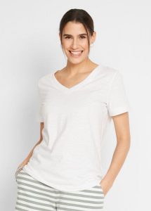 T-shirt z czystej bawełny. Białe t-shirty bonprix, bez wzorów, z bawełny, bez kołnierzyka, bez ramiączek. Za 37,99 zł.