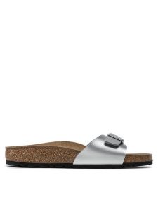 Birkenstock Klapki Madrid Bs 0040413 Srebrny. Szare klapki Birkenstock, bez wzorów, ze skóry, bez obcasa. Za 259,99 zł.