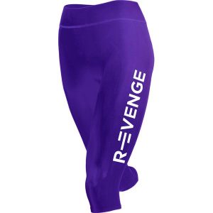 Legginsy techniczne do biegania Capri damskie z taśmami kinetycznymi. Czarne legginsy R-EVENGE, bez wzorów, z elastanu. Za 280,89 zł.