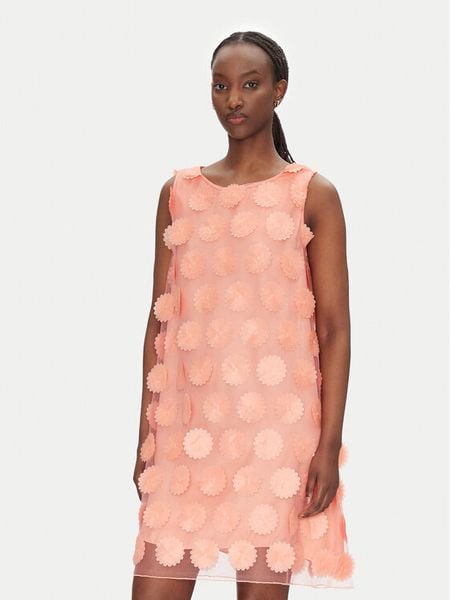 Bruuns Bazaar Sukienka koktajlowa Wega BBW4544 Koralowy Regular Fit. Pomarańczowe sukienki Bruuns Bazaar, bez wzorów, z syntetyku, wizytowe, bez kołnierzyka, bez ramiączek. Za 579,99 zł.