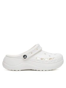 Crocs Klapki BAYA PLATFORM CLOG 208186-100 Biały. Białe klapki Crocs, bez wzorów, z materiału, bez obcasa. Za 249,99 zł.
