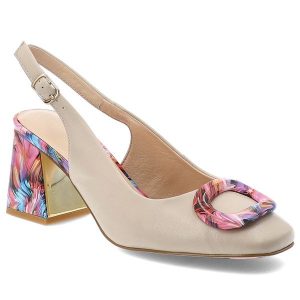 Beżowe Sandały S.Barski Eleganckie Obuwie Damskie. Brązowe sandały S.BARSKI, bez wzorów, bez obcasa, na obcasie, bez zapięcia. Za 279,00 zł.