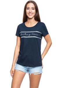 MUSTANG T SHIRT DAMSKI Alina C Print Sky Captain 1008945 5323. T-shirty Mustang, s, bez wzorów, bez kołnierzyka, bez ramiączek. W wyprzedaży za 39,99 zł.