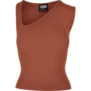 Asymetryczny Top Z Dzianiny Żeberkowej Dla Kobiet. Brązowe topy Urban Classics, xl, bez wzorów, z dzianiny, casualowe, z asymetrycznym kołnierzem, bez ramiączek. Za 149,99 zł.