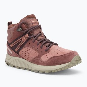 Buty turystyczne damskie Merrell Wildwood Mid Ltr Wp. Brązowe buty trekkingowe Merrell, bez zapięcia. Za 329,99 zł.