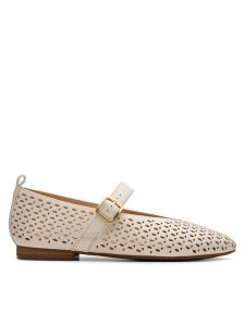 Clarks Półbuty Fawna Jane 26181230 Écru. Półbuty Clarks, bez wzorów, ze skóry, bez obcasa, na płaskiej podeszwie, bez zapięcia. Za 319,99 zł.