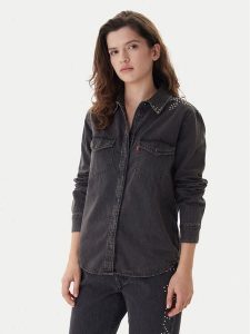 Levi's® Koszula jeansowa Western 16786-0108 Czarny Regular Fit. Czarne koszule s, bez wzorów, z bawełny, bez kołnierzyka, bez ramiączek. Za 429,99 zł.