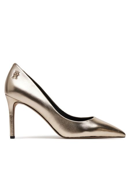 Tommy Hilfiger Szpilki FW0FW08156 Złoty. Żółte szpilki TOMMY HILFIGER, bez wzorów, ze skóry, bez obcasa. Za 369,99 zł.