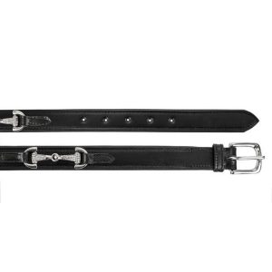 Pasek do spodni skórzany dla dorosłych EQ.QUEEN Bits. Czarne paski EQUESTRIAN QUEEN, bez wzorów, sportowe. Za 110,99 zł.