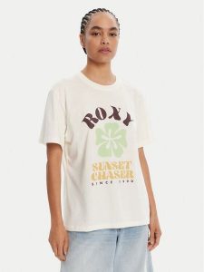 Roxy T-Shirt Hangloose Poster ERJZT06018 Écru Regular Fit. T-shirty Roxy, xs, bez wzorów, z bawełny, bez kołnierzyka, bez ramiączek. Za 99,99 zł.