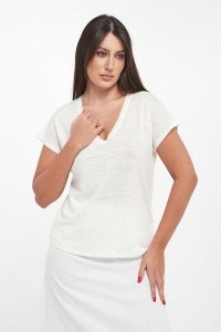 T-shirt damski lniany Arendal ECOALF. T-shirty Ecoalf, xs, bez wzorów, ze lnu, bez kołnierzyka, bez ramiączek. Za 259,00 zł.