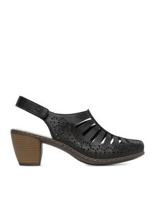 Rieker Sandały CEO-40959-00 Czarny. Czarne sandały Rieker, bez wzorów, ze skóry, bez obcasa, na słupku, bez zapięcia. Za 319,99 zł.