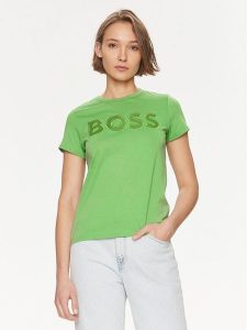 Boss T-Shirt Eventsa 50514967 Zielony Regular Fit. Zielone t-shirty Boss, m, bez wzorów, z bawełny, bez kołnierzyka, bez ramiączek. Za 249,99 zł.