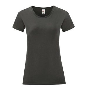 Koszulka Damska Iconic 150. Szare bluzki FRUIT OF THE LOOM, xs, bez wzorów, sportowe, bez kołnierzyka, bez ramiączek. Za 28,99 zł.