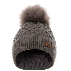 Czapka Beanie Damska Freja Pom Pom. Szare czapki Trespass, bez wzorów, sportowe. Za 80,99 zł.