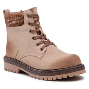 Trapery Clara Barson. Brązowe buty zimowe Clara Barson, bez obcasa, bez zapięcia. Za 159,99 zł.