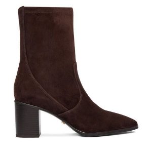 Botki GINO ROSSI. Brązowe botki Gino Rossi, bez wzorów, bez obcasa, na słupku, bez zapięcia. Za 479,99 zł.