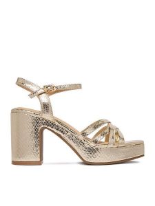 DeeZee Sandały CEO-LCCC1511-1 Złoty. Żółte sandały DeeZee, bez wzorów, z materiału, bez obcasa, na słupku, bez zapięcia. Za 139,99 zł.