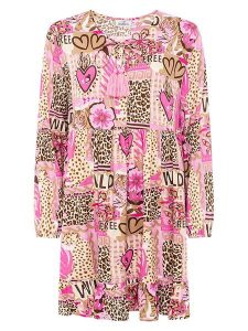 Zwillingsherz Sukienka "Safari Patchwork" w kolorze jasnoróżowo-beżowym rozmiar: L/XL. Brązowe sukienki Zwillingsherz, na co dzień, l, bez wzorów, z wiskozy, bez kołnierzyka, bez ramiączek, midi, proste. Za 165,99 zł.