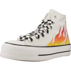 Buty CONVERSE CHUCK TAYLOR ALL STAR LIFT PLATFORM FLAMES Biały. Białe trampki Converse, bez wzorów, z tkaniny, bez zapięcia. Za 265,99 zł.