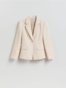 Marynarka z dodatkiem wiskozy - złamana biel. Marynarki i żakiety Reserved, l, bez wzorów, z tkaniny. Za 199,99 zł.