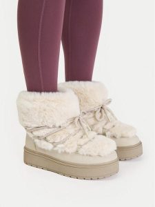 Roxy Śniegowce CEOBR-6662M-2 Beżowy jasny. Brązowe buty zimowe Roxy, z materiału, bez obcasa, bez zapięcia. Za 279,99 zł.