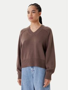 Tommy Hilfiger Sweter WW0WW45700 Brązowy Regular Fit. Brązowe swetry klasyczne TOMMY HILFIGER, xxl, z bawełny, bez kołnierzyka. Za 459,99 zł.