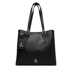 Torebka Beverly Hills Polo Club. Czarne shopper bag Beverly Hills Polo Club, bez wzorów, bez dodatków. Za 299,99 zł.