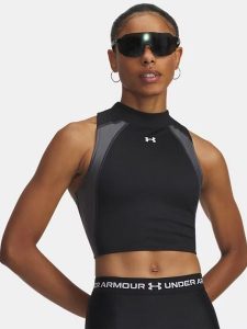 Under Armour Top funkcyjny w kolorze czarno-szarym rozmiar: M. Czarne topy Under Armour, m, bez wzorów, z materiału, bez kołnierzyka, bez ramiączek. Za 109,78 zł.