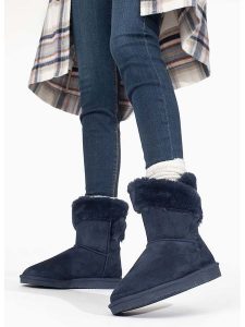 Blackfield Botki zimowe "Barbara" w kolorze granatowym rozmiar: 40. Niebieskie botki Blackfield, na zimę, bez wzorów, z materiału, bez obcasa, bez zapięcia. Za 131,45 zł.