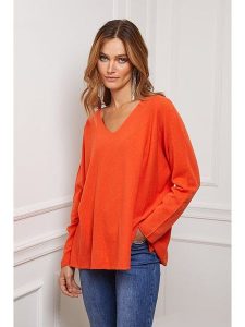 Joséfine Sweter "Erjine" w kolorze pomarańczowym rozmiar: M. Pomarańczowe swetry oversize Joséfine, m, bez wzorów, z kaszmiru, bez ramiączek. Za 215,21 zł.