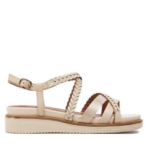 Sandały Tamaris. Brązowe sandały Tamaris, bez wzorów, bez obcasa, na płaskiej podeszwie, bez zapięcia. Za 239,99 zł.