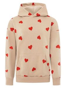 Zwillingsherz Bluza "Hearts" w kolorze beżowym rozmiar: M. Brązowe bluzy Zwillingsherz, m, bez wzorów, z kapturem. Za 206,78 zł.