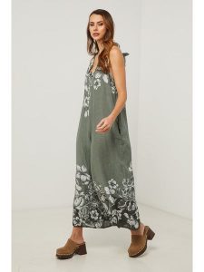 Fleur de Lin Kombinezon w kolorze zielonym rozmiar: M. Zielone kombinezony Fleur de Lin, m, bez wzorów, ze lnu, bez kołnierzyka, bez ramiączek. Za 189,95 zł.