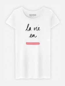 WOOOP Koszulka "La Vie en Rose" w kolorze białym rozmiar: XL. Białe bluzki Wooop, xl, bez wzorów, z bawełny, bez kołnierzyka, bez ramiączek. Za 37,45 zł.