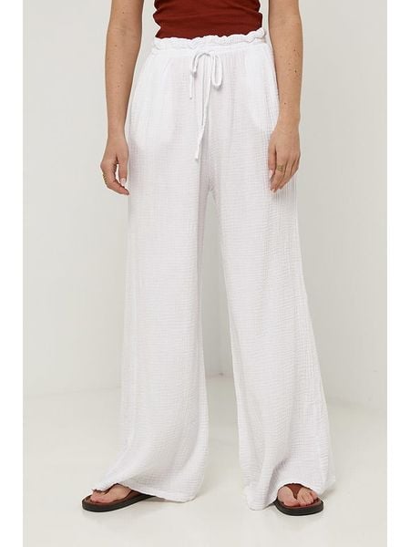 Rodier Lin Lniane spodnie w kolorze białym rozmiar: M/L. Białe spodnie z wysokim stanem Rodier Lin, bez wzorów, ze lnu, z podwyższonym stanem. Za 143,90 zł.